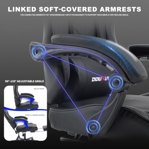 Ergonomic Gaming Chair with Footrest,Video Gaming Chair for Adults,Black