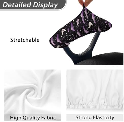 Chair Armrest Slipcovers Set of 2, Bat Star Moon Print Office Chair Arm Covers, Skin Friendly Stretchy Office Chair Armrest Covers, Home Decorations