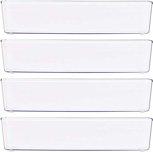 Simple Houseware Clear Drawer Organizer for Office Bin Desk Storage, 3.25"x 9.5", 4 Packs