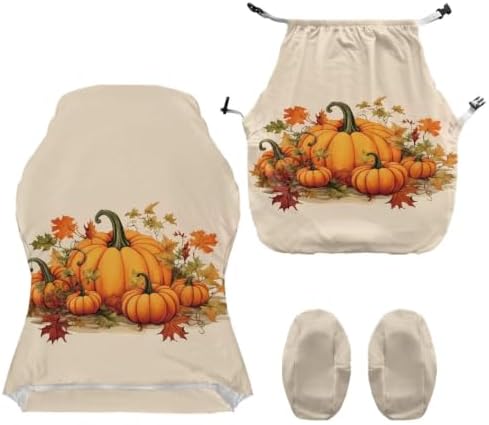 Gaming Chair Cover Stretchable Fall Pumpkin Harvest Computer Desk Chair Cover with Armrest Covers,4Pc/Set Soft Non Slip Office Chair Covers Slipcovers