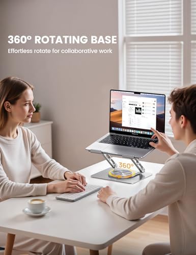 Lamicall Adjustable Laptop Stand for Desk 360° Rotating Base for 10-17.3''