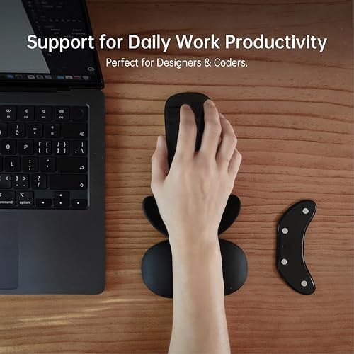 Height-Adjustable Mouse Wrist Rest, Magnetic Palm & Wrist Gliding Support