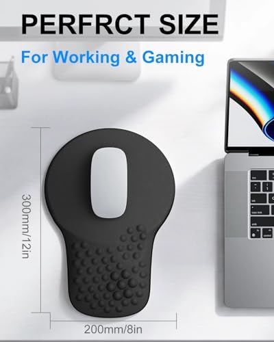 Ergonomic Mouse Pad with Wrist Rest Support, Mousepad for Carpal Tunnel Pain Relief, Memory Foam with Massage Design, Non-Slip Base for Office, Home, Gamming