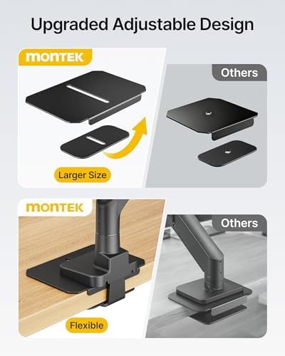 monTEK Adjustable Steel Monitor Mount Reinforcement Plate, Desk Stabilizer
