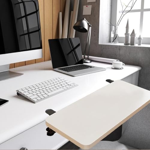 Desk Extension Board Wrist Support, Easy Installation, Table Mount, Clamp Type, Desk Extension Tray, Armrest, Extended Keyboard Tray, White