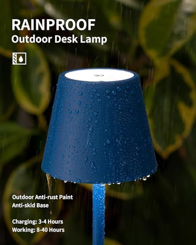 KDG 2 Pack Cordless Blue Table Lamps, Rechargeable Portable LED Desk Lamps