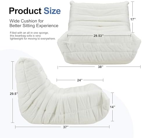 Hobestluk Big Bean Bag Chairs for Adults Fireside BeanBag Couch Togo Sofa