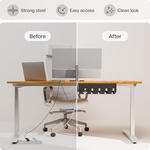 PAMO Cable Management Under Desk, Set of 3 - Black