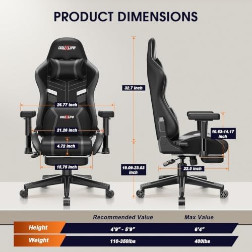 Douxlife 3D Kneading Massage Gaming Chair with Footrest, Ergonomic PC Chair