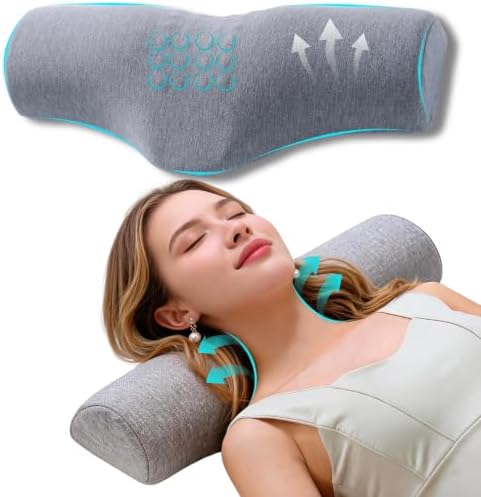 Cervical Neck Roll Pillow for Neck Pain Relief Sleeping-Ergonomic Support