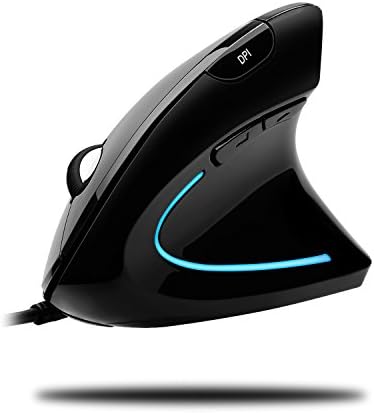 Adesso Wired Vertical Ergonomic Illuminated Optical USB Mouse, Black