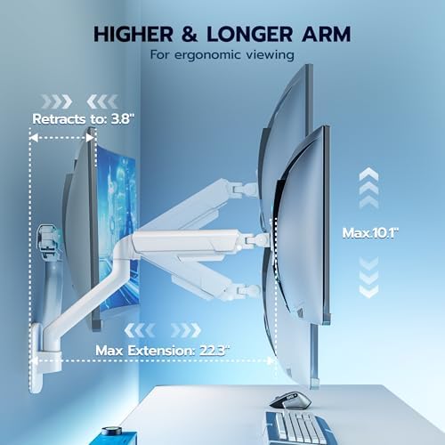 ARES WING 17-40 Inch Ultrawide Single Monitor Wall Mount, White