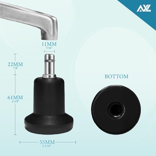 AXL Chair Glides for Office Chairs, Replace Casters with 2.4 Inch (61mm) Stationary Feet,High Bell Stationary Feet, Replace Wheels with Durable Glides – 5 Pack(High)