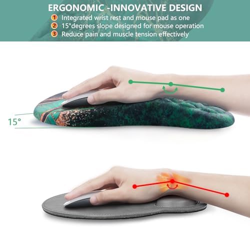 Ergonomic Mouse Pad Wrist Rest, 15° Memory Foam, Non-Slip PU Base