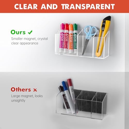 Magnetic Dry Erase Marker Holder for Whiteboard, Fridge, Classroom