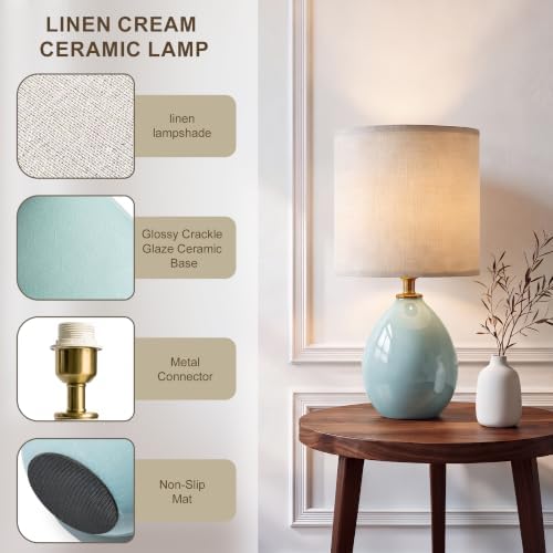 Dawnwake 17.7" Ceramic Table Lamps Set of 2 for Living Room Bedroom, Blue