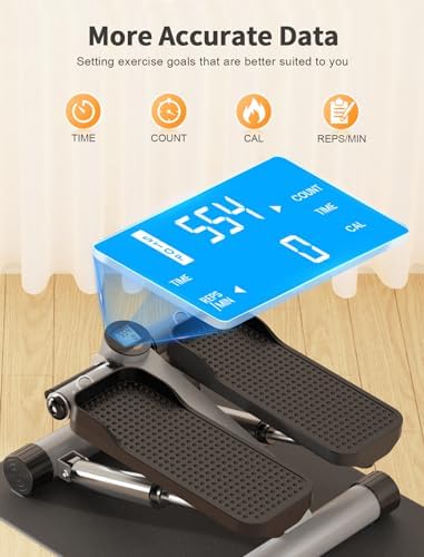 SPORTSROYALS Stair Stepper,Twist/Mini Stepper for Exercise at Home,Step Machine with Resistance Bands for Full Body Workout, 350lbs+ Capacity