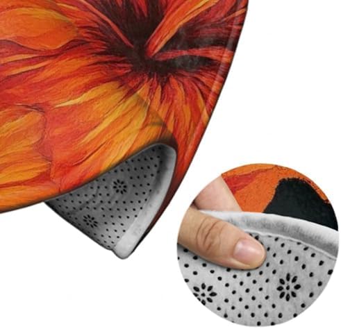 Highly Premium Quality Floor Mat, Office Chair Decor Mat, Room Sofa Yoga Soft Round Carpet Orange Yellow Flower Floral Cheetah Leopard Print, 24inch