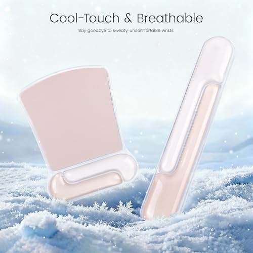 Ospelelf Mouse Pad with Wrist Rest and Ergonomic Gel Keyboard Hand Wrist, Support for Typing Gaming, Relieve Wrist Pain, Cool & Easy to Clean, for Office, Programmer, Home Computer Use, Pink