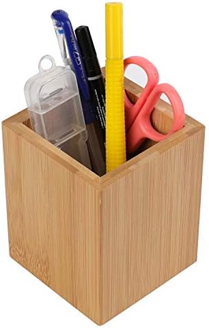 Tosnail 2 Pack Bamboo Pen Holder Pencil Holder for Desk, Makeup Brush Organizer Marker Pen Storage Cup for Office, School and Home