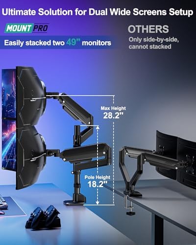 MOUNT PRO Dual Monitor Arm for Max 49" Ultrawide Screens up to 44 lbs