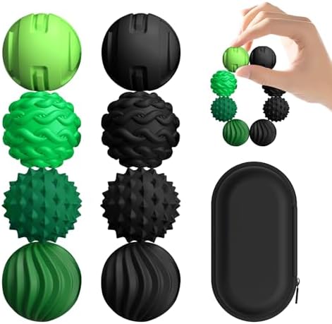 Textured Sensory Stress Relief Balls, Desk Toy for Office/Home, Black/Green