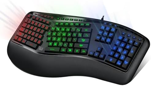 Adesso AKB-150EB 3-Color Illuminated Ergonomic Keyboard, 20 Hotkeys