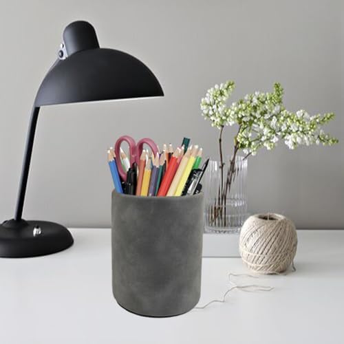 Leather Pen Holder, Dark Gray Pencil Holder, Desktop Elegant Pen Holder for Desk, Stationery Organizer for School Office Home Dorm
