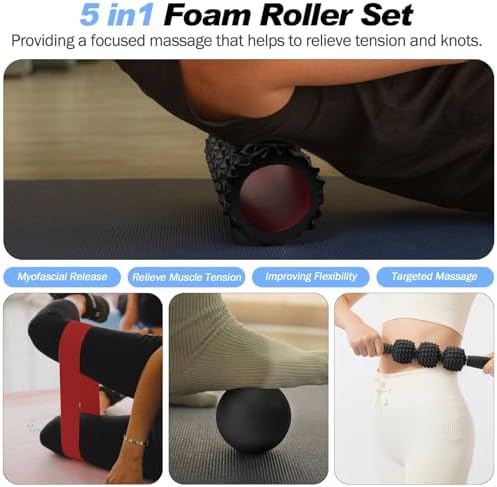 5 in 1 Foam Roller Set High Density Patented Foam Roller for Exercise