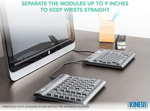 Kinesis Freestyle2 Ergonomic Keyboard w/ V3 Lifters for PC (9" Separation)