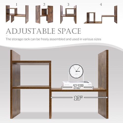 Jerry & Maggie Adjustable Wood Desktop Display Shelf Natural Wood Tone