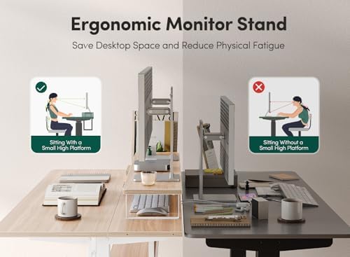 CubiCubi One-Piece Standing Desk 55x24 with Under Shelf, Light Walnut