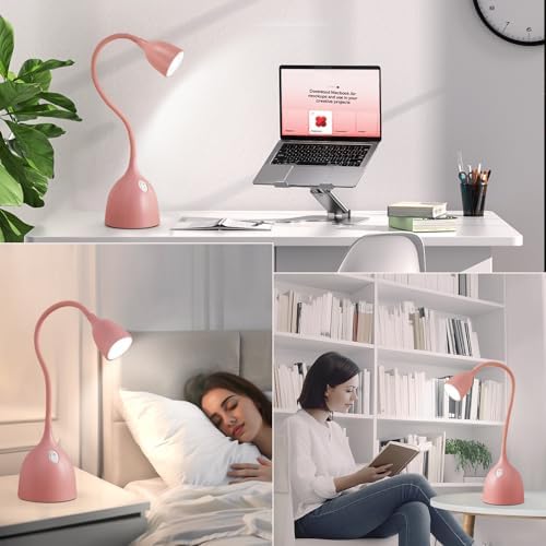 EJIAXIN Desk Lamp for College Dorm Room - LED Reading Light, Pink
