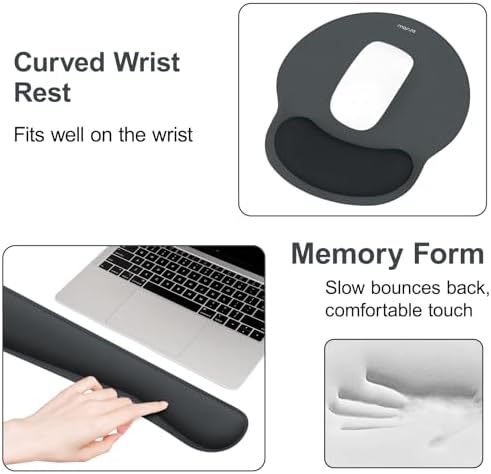 MOSISO Wrist Rest Support for Mouse Pad&Keyboard Set, Slate Gray