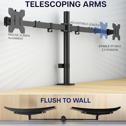 VIVO Black Dual Monitor Desk Mount for 27-38 in Ultrawides, STAND-TS38C