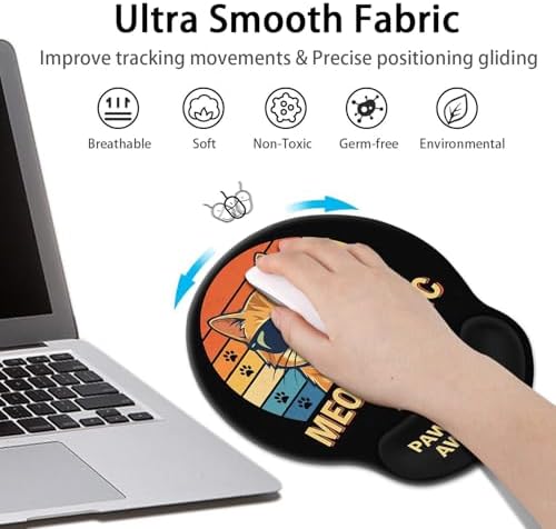 Britimes Ergonomic Mouse Pad with Wrist Support, Cat Vintage