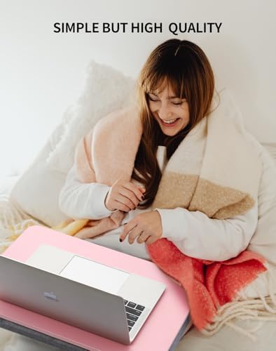 ZEAPTAC Portable Lap Laptop Desk with Pillow Cushion, Fits up to 15.6 inch Laptop, Lap Stand for Bed & Couch & Carpet, Book Tablet/Drawing Board/Computer Laptop Stand - Pink