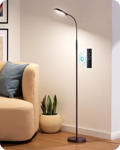 EDISHINE Modern LED Floor Lamp 1300LM Floor Lamps for Living Room Brown