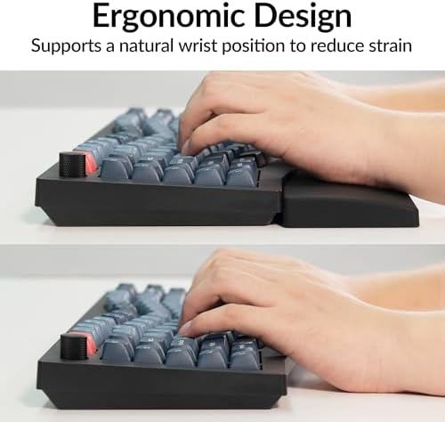Keychron Black Silicone Wrist & Palm Rest, 17.56" for 100% Alice Layout Mechanical Keyboards (Q13 Max / Q13 Pro) – Full Honeycomb Anti-Slip Base, Smooth and Soft Typing Support