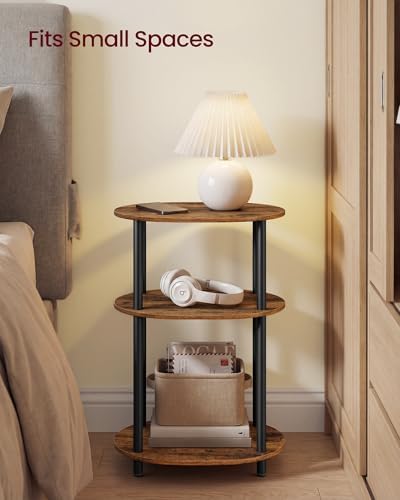 VASAGLE Side Table, Small End Table, Tall Nightstand, Steel Frame