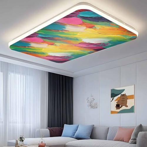 Red Blue Rainbow Brush Abstract Graffiti Street Art Magnetic Fluorescent Light Covers for Ceiling Lights 2 x 4 Feet,Office Classroom Kitchen Drop Ceiling Light Covers Filters Shade Panel 3 Packs