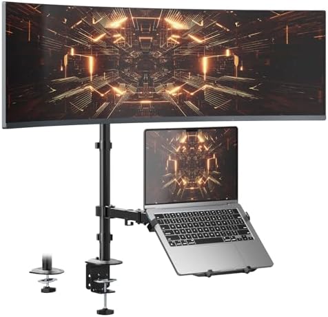 PUTORSEN Monitor and Laptop Mount Stand for Max 49" Screen and 18" Notebook