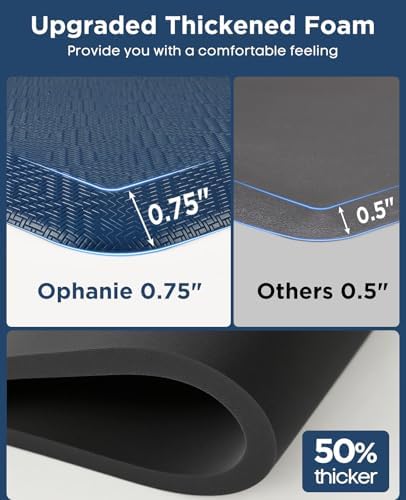 Ophanie Kitchen Mats for Floor,3/4 inch Thick,20x60 Anti Fatigue Cushioned Mat,Kitchen Rugs,Waterproof,Comfort Ergonomic Standing Mat for Office,Home,Sink with 99+ Pairs of Anti-Slip Bottom Ridges