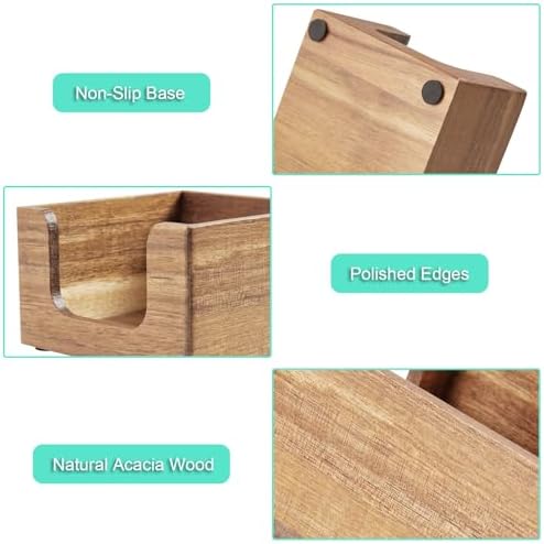 Bivvclaz Acacia Wood Sticky Note Holder, 3 x 3 Inch Post It Note Dispenser for Office Desk Accessories, Self Stick Note Pad Holder, Memo Pad Holder Dispenser Organizer for School Office Desk Supplies