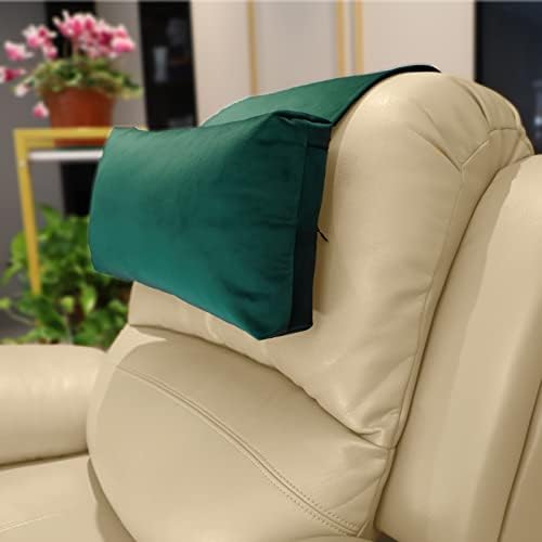 Velvet Recliner Headrest Pillow, Non-Slip Neck Support, Green