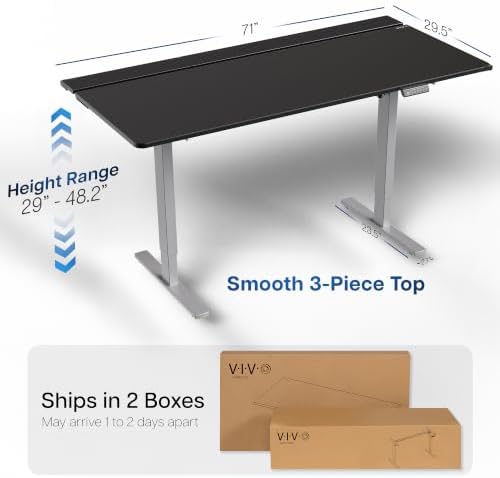 VIVO Black 71 x 30 in Standing Desk, DESK-KIT-1G6-P3B-71