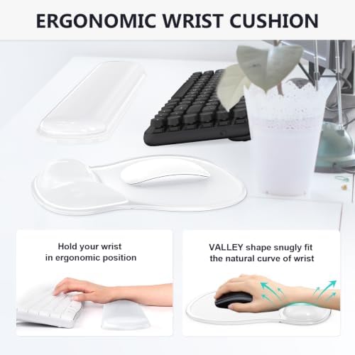 AKIT Ergonomic Mouse Pad with Wrist Rest&Keyboard Wrist Rest Set,Gel, Clear