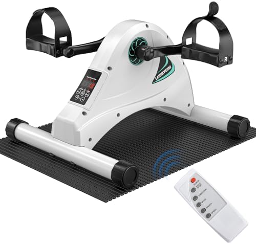 Under Desk Bike Pedal Exerciser for Seniors, LUBBYGIM Mini Exercise Bike for Physical Therapy, Electric Motorized Foot Pedal Machine for Arm and Leg Fitness, 6 Speed Levels