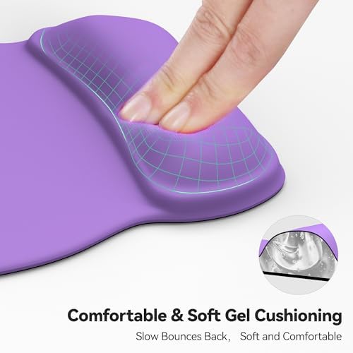 TECKNET Gel Ergonomic Mouse Pad with Wrist Rest, Non-Slip PU Base, Purple
