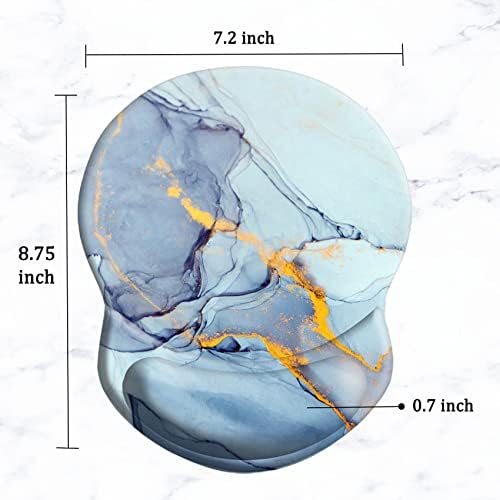 Ergonomic Wrist Support Mouse Pad - Comfortable Computer Mouse Pad with Non-Slip PU Base for Home Office Working Gaming (Light Blue Marble)